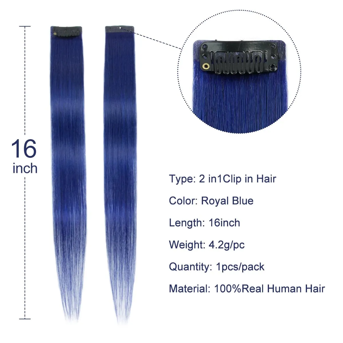 2 Pcs Pink Hair Extensions 16Inches Straight Colored Hair Colorful Clip in Extensions Highlight Party for Girls and Women Gift — image 8