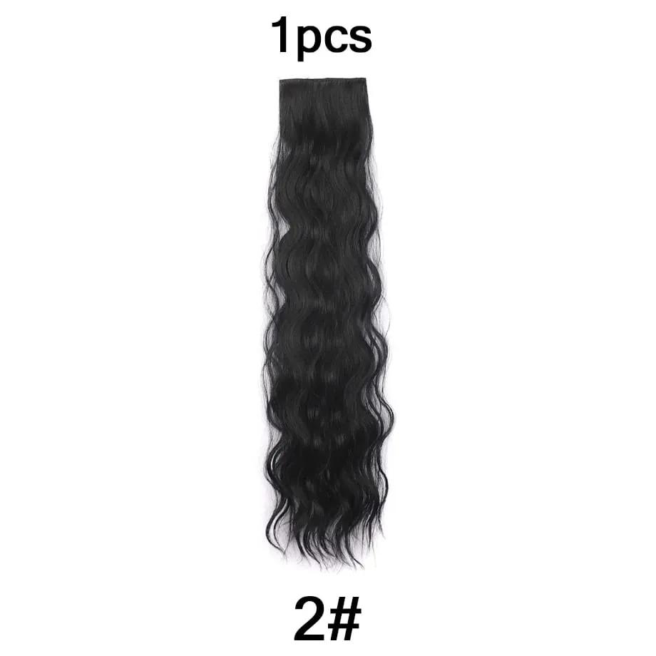 Clip in Hair Extension for Women - 3 Pcs Thick Double Weft Long Wavy Soft Synthetic Blends Well Hair Extension 20inch Dark Brown — image 8