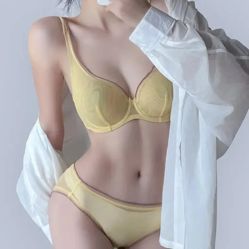 European Luxury Lingerie Set Full Cup Sheer Ultra Thin Bra & Panty Set Sexy Comfort for Women Large Small MOYISU Sexy Tushy S-XL — image 2