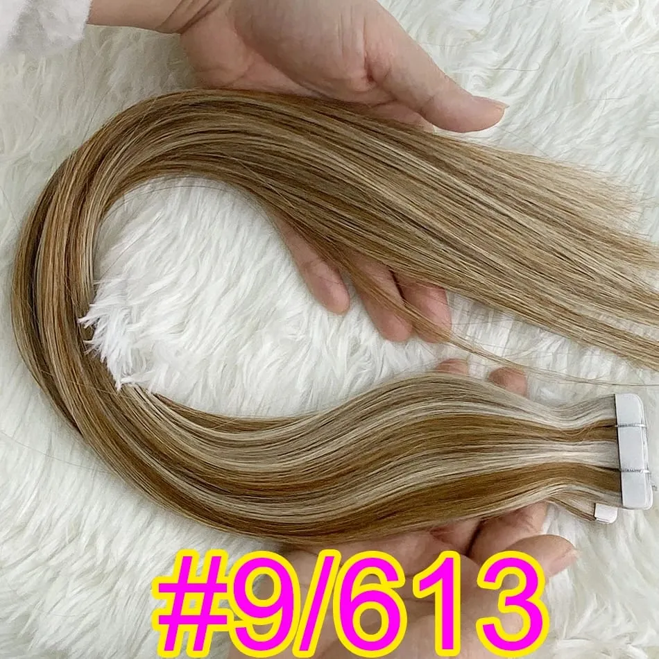 Full Shine Tape In 100% Remy Human Hair Straight Double Sided Blonde Comfortable Silky Natural Tape Ins For Women — image 18