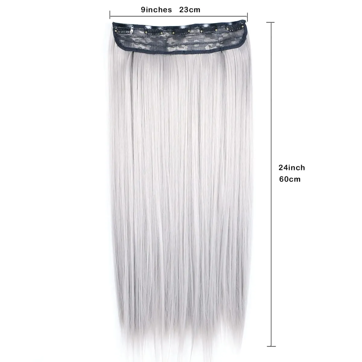 Zolin Clip in Hair Extension One Piece Long Straight Hair Black Gray Color Synthetic Hairpieces For Women Cosplay Use — image 4