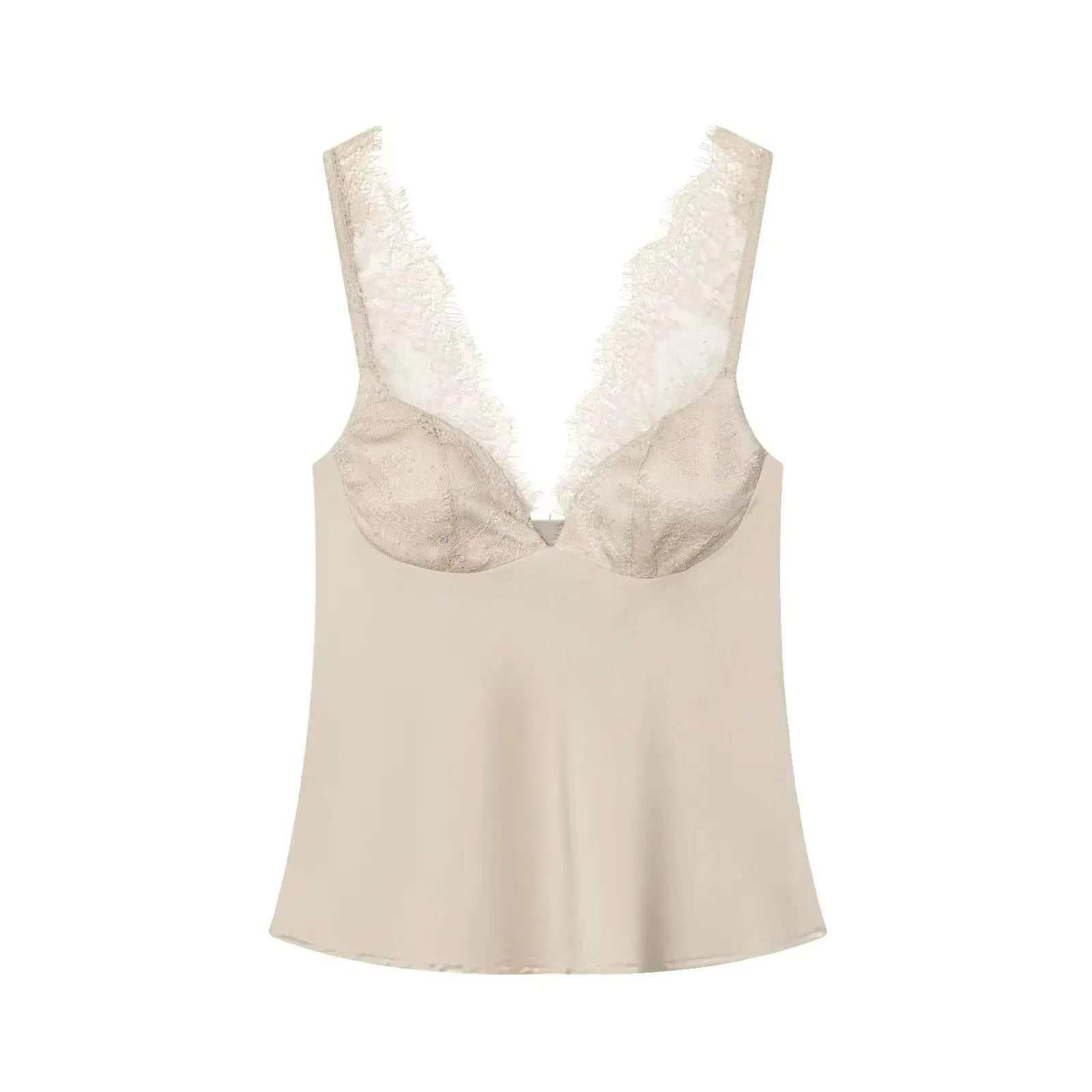 HH Elegant Women Lace Splice Sexy Satin Sling Tops 2026 Spring Summer Fashion Female V-Neck Backless Slimming Underwear Vest — image 11