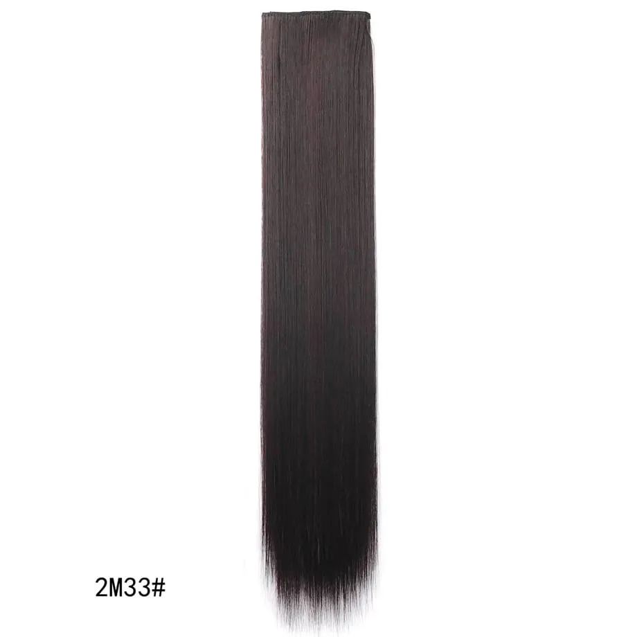 Clip in Hair Extension for Women - 3 Pcs Thick Double Weft Long Straight Soft Synthetic Blends Well Hair Extension 20inch Dark B — image 9