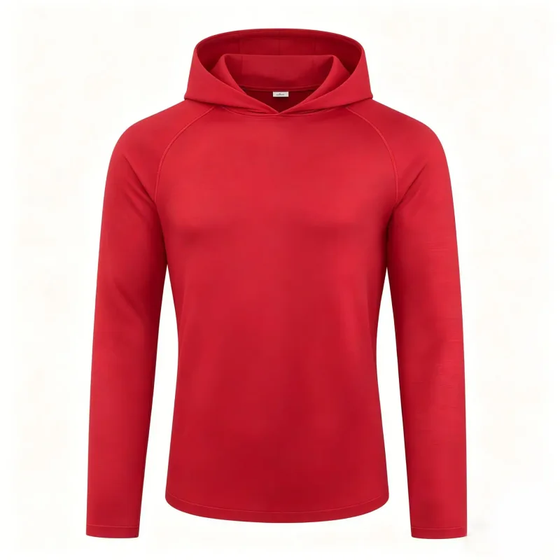 Camisetas masculinas de manga comprida com capuz e proteção solar Camiseta de secagem rápida sólida para homens Bodybuilding Fitness Muscle Sportwear Roupas de ginástica — image 11
