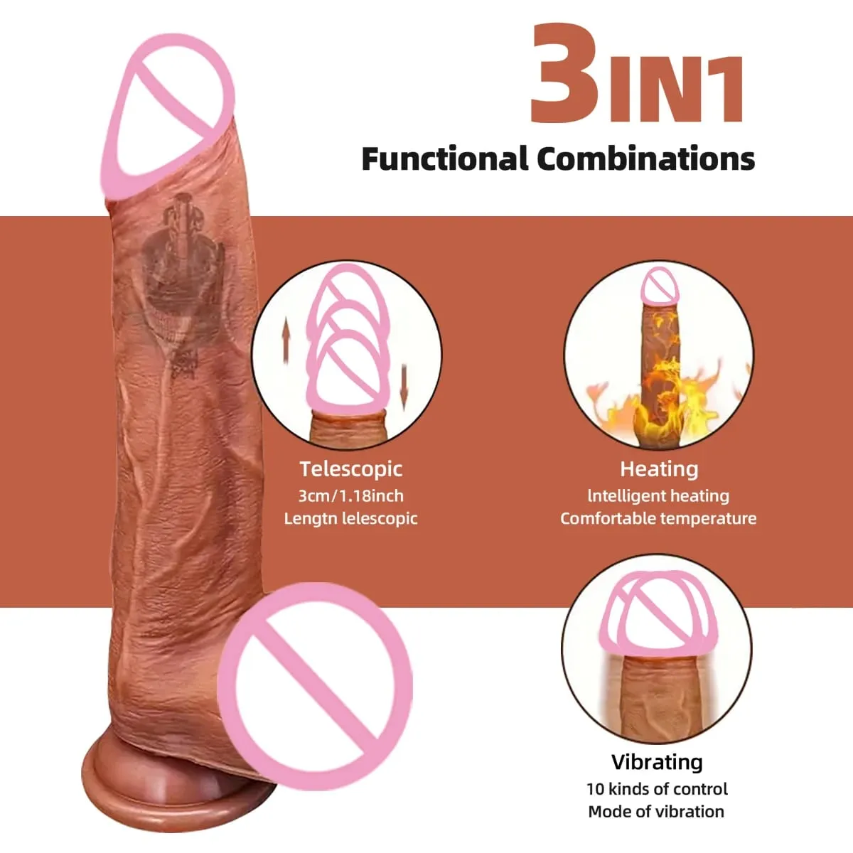 Gerçekçi Yapay Penis Vibratör Kablosuz Uzaktan Dönen Penis Vantuz G-spot Klitoris Stimülatörü Seks Oyuncakları Teleskopik Titreşimli Yapay Penis — image 2
