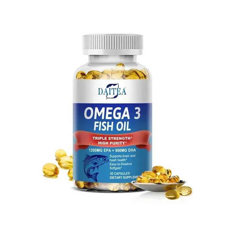 Óleo de peixe ômega 3 - para o sistema nervoso, antioxidantes para a saúde da pele e do cabelo - fácil de engolir