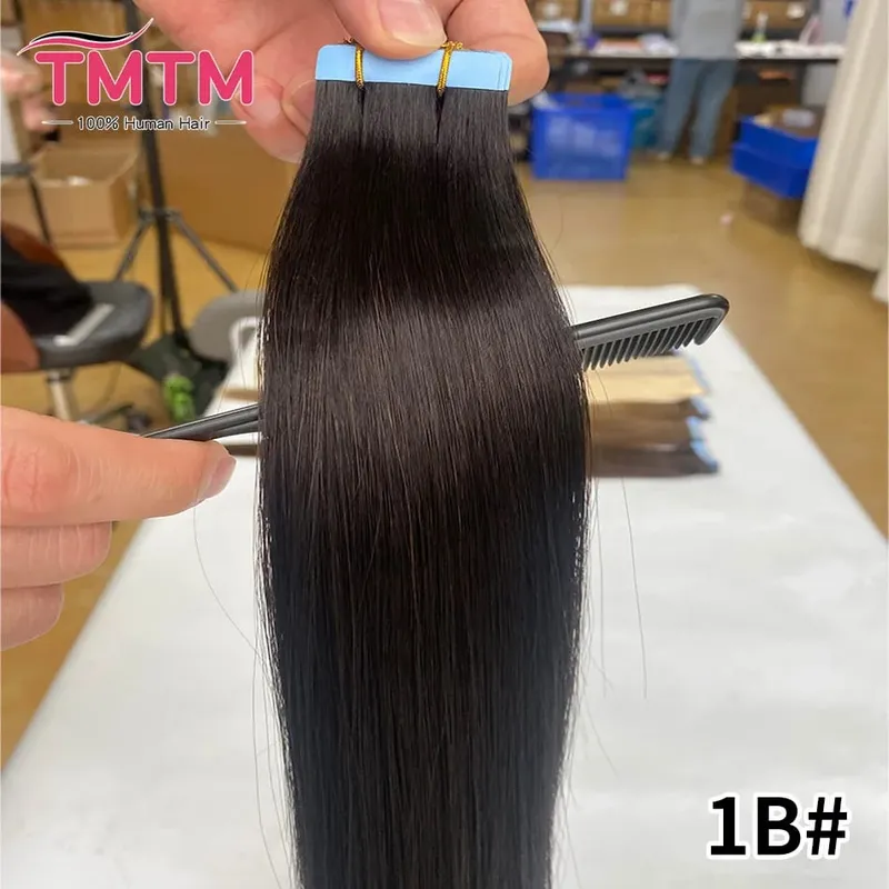 14-22 Inch Tape in Hair Extensions Human Hair 20 Pcs/pack Real Natural Brazilian Remy Hair Straight Seamless Skin Weft For Women