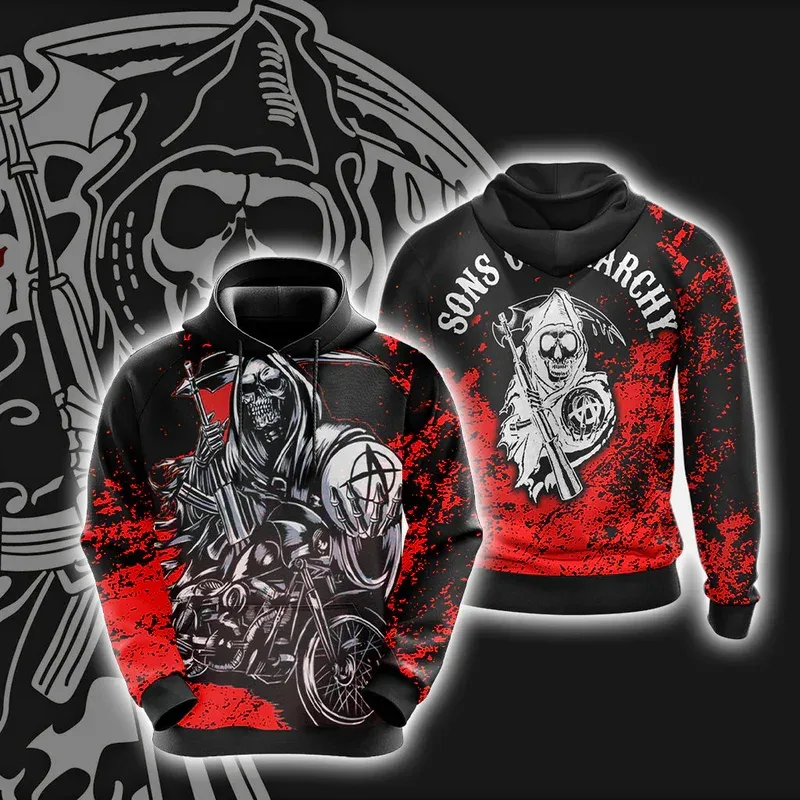 Men's Street Style 3D Sons of Anarchy Print Hoodies Sweatshirts Autumn/Winter Unisex Loose Casual Tracksuit Outdoor Y2k Pullover — image 10