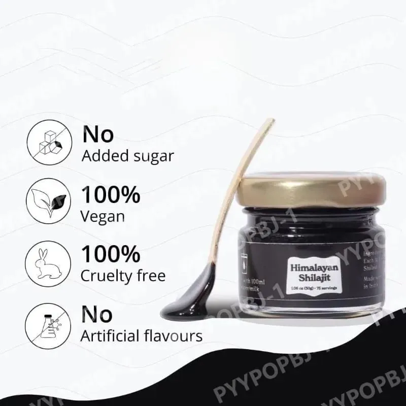 Résine Shilajit de l'Himalaya Acide fulvique naturel biologique certifié ISO 1,06 OZ 75 portions 85+ oligo-éléments pour hommes et femmes — image 2