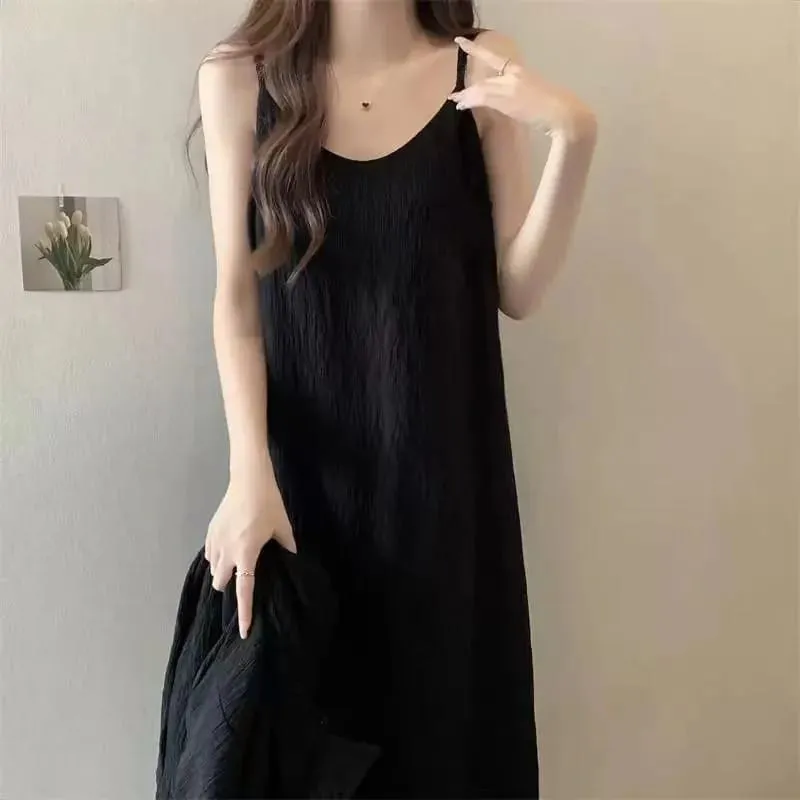 Cami Maxi Dress French Style Loose Fit Sleeveless Casual Vacation Daily Summer Long Dress