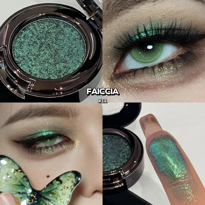 Chameleon Smoky Green Eyeshadow Palette High Gloss Easy-To-Apply Sparkling Purple Pearlescent Eye Shadow Brightening Makeup — image 5