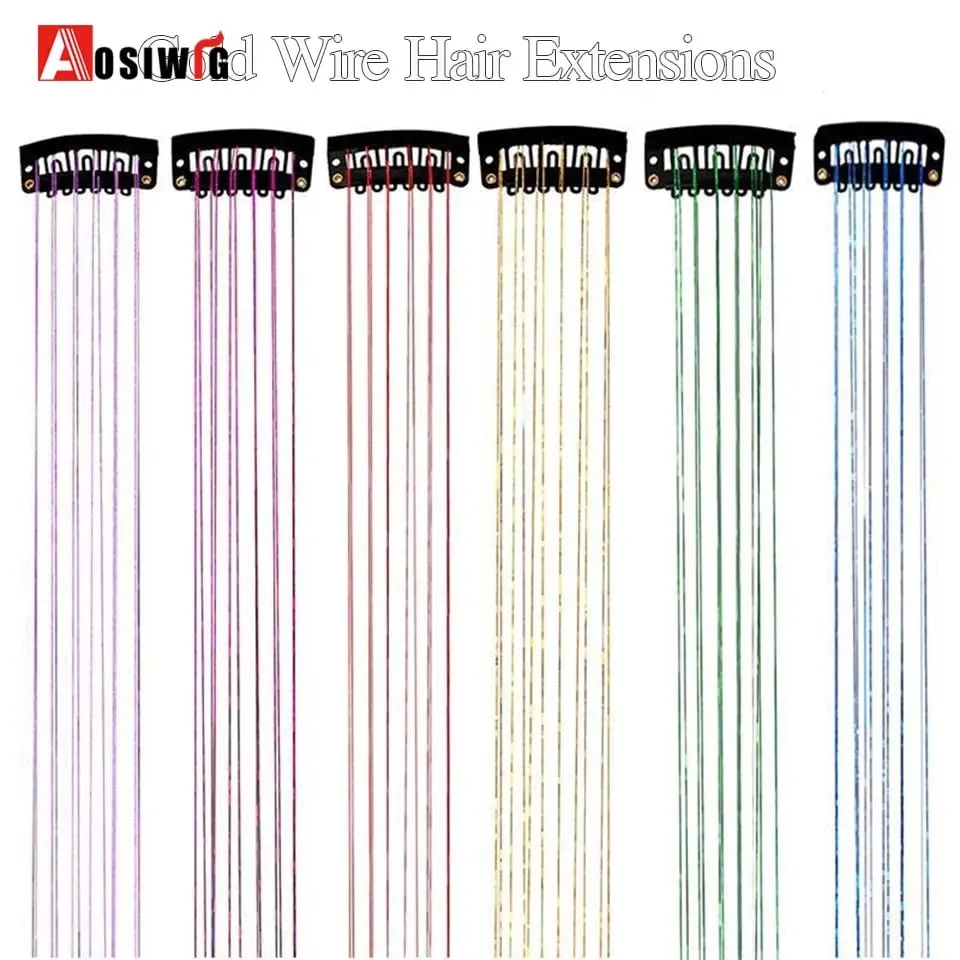 12Pcs/Pack Sparkle Blonde Hair Extensions Clip In Rainbow Shiny Sparkle Hair Tinsel Heat Resistant Sparkle Hair Extensions For W — image 5