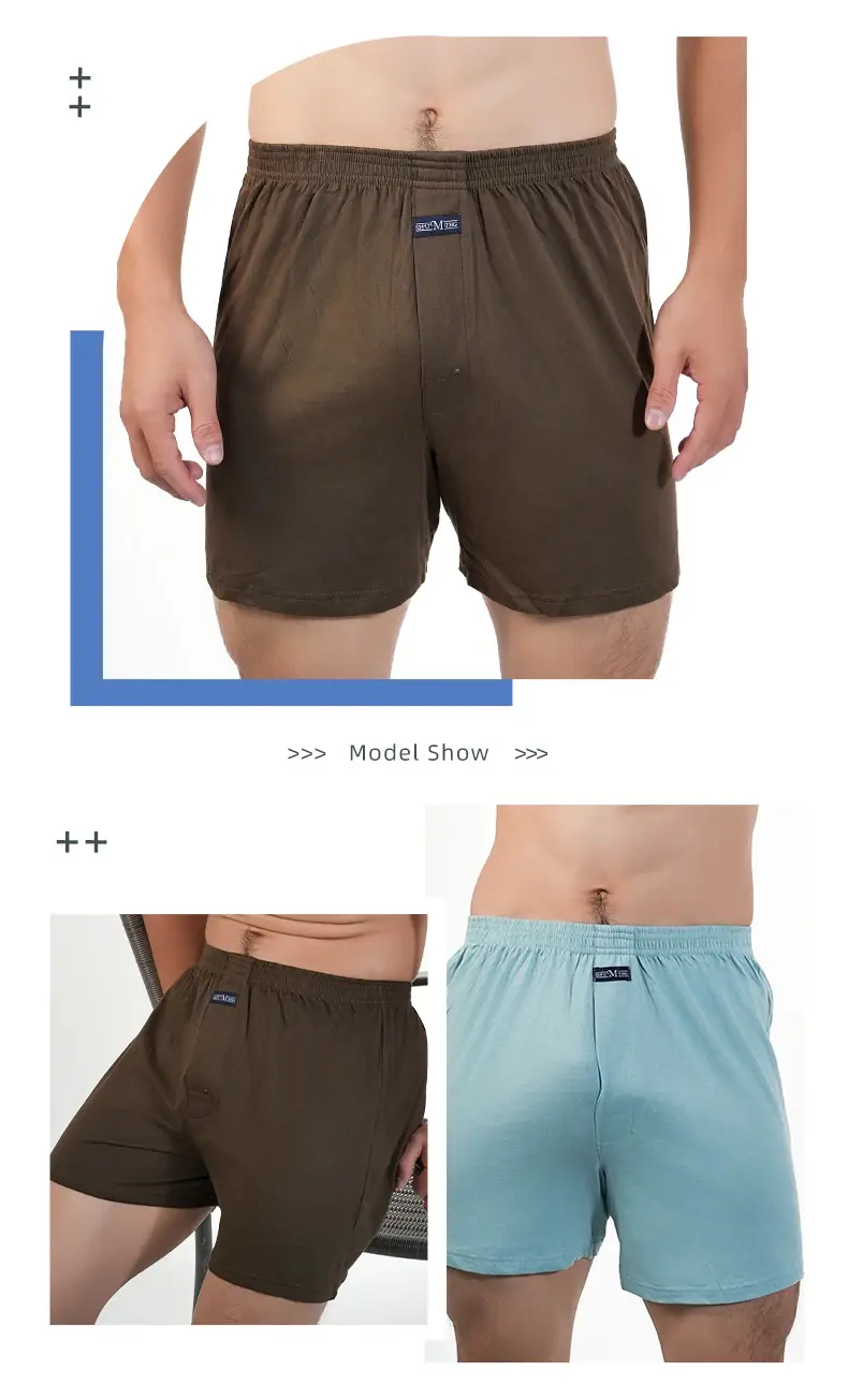 1 Pc Grote Onderbroek Effen Pyjamabroek Thuis Plus Size Boxers Korte Voor Mannen Hoge Taille Allo Broek Katoenen Broek slaap Bodems — image 5
