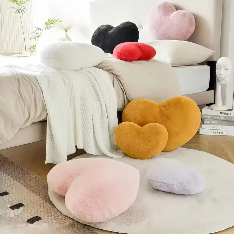 Valentine‘s Day Gift Heart Pillow Cute Fuzzy Throw Pillow for Home Decor Photo Shoot Prop Romantic Decorations Cushion — image 5