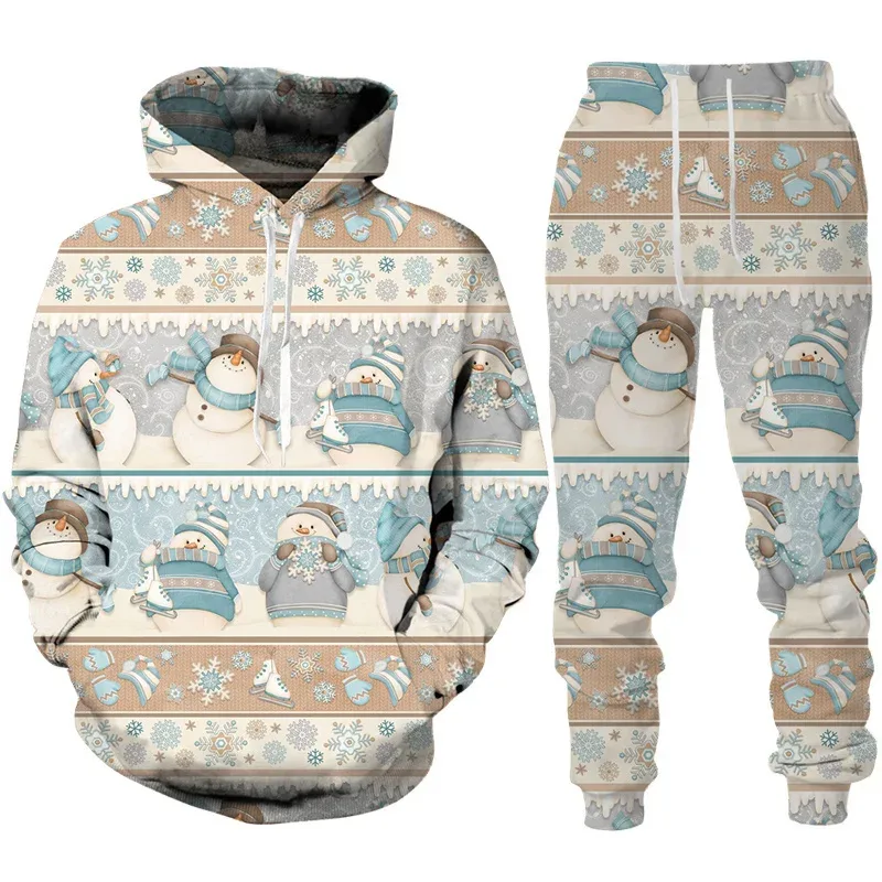Fashion Funny Santa Claus 3D Print Tracksuit Set Man Woman Hoodie+Pants 2pcs Set Oversized Casual Christmas Party Couple Clothes — image 7