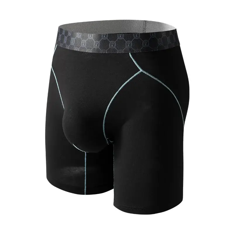Cueca boxer masculina de fibra de bambu, calcinha masculina respirável em u convexo com bolsa longa, plus size — image 3