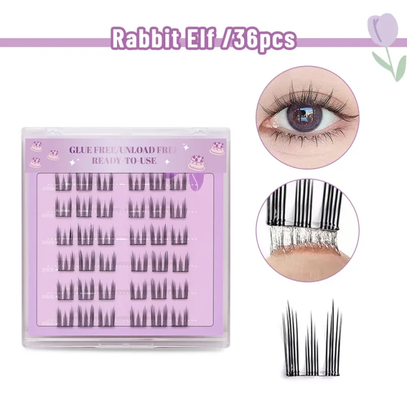 Colorful Fox DIY Segmented False Eyelashes Cluster Reusable Enlarge Eye Daily Use Multi Style Fusion Colorful DIY Cluster Lashes