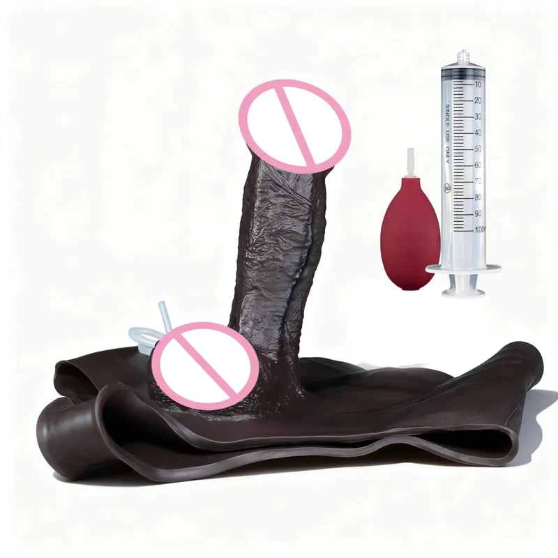 Black Nude Strapon Malaking Makatotohanang Ejaculation Dildo Silicone Squirting Panties Na May Simulated Solid Penis Sex Toy Para sa mga Babae — image 34