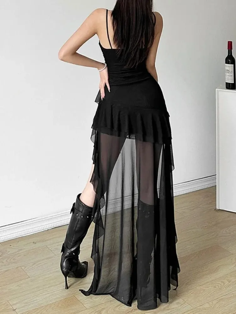 2026 Y2k Estetisk oregelbunden volangklänning Sexig rygglös Harajuku plisserade klänningar Streetwear ärmlös Bodycon Vestido De Mujer — image 7