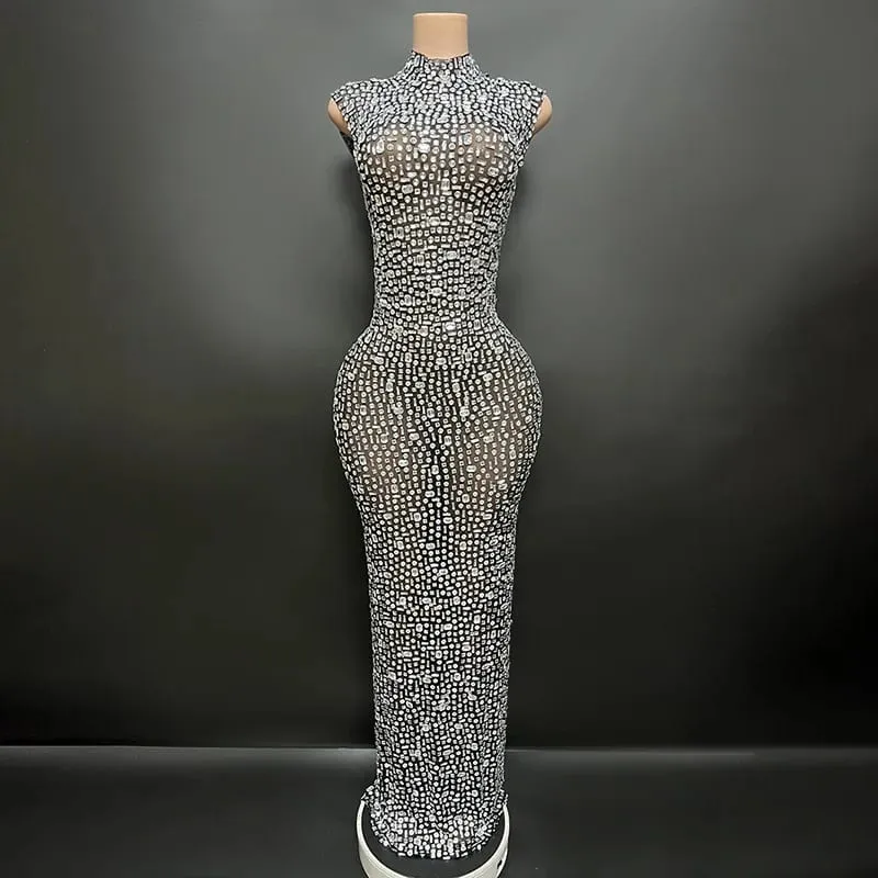 Elegante luxo cristal vestido de festa aniversário celebração vestido noiva diamante longo vestido de baile mãe formal grande vestido de festa — image 11