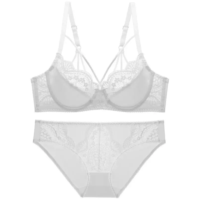 high quality sexy lace women bras and brief two piece set push up A B C D E cup wire summer lingerie underwear blue red black