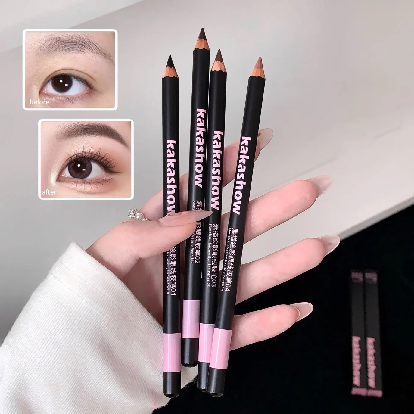 Wooden Matte Eyeliner Pencil Black Pink Brown Eye Liner Pen Long-lasting Waterproof Smudge-Proof Smooth Matte Eye Liner Makeup — image 7