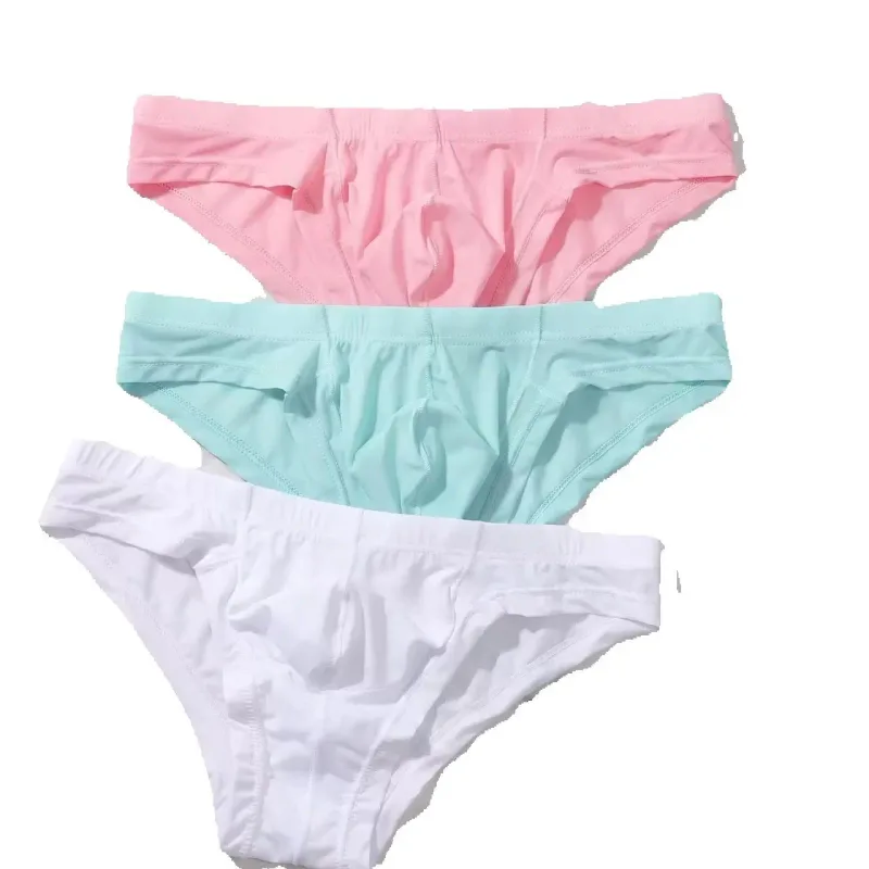 3 peças cuecas masculinas bolsa sensível esportes absorvendo o suor respirável shorts de cintura média