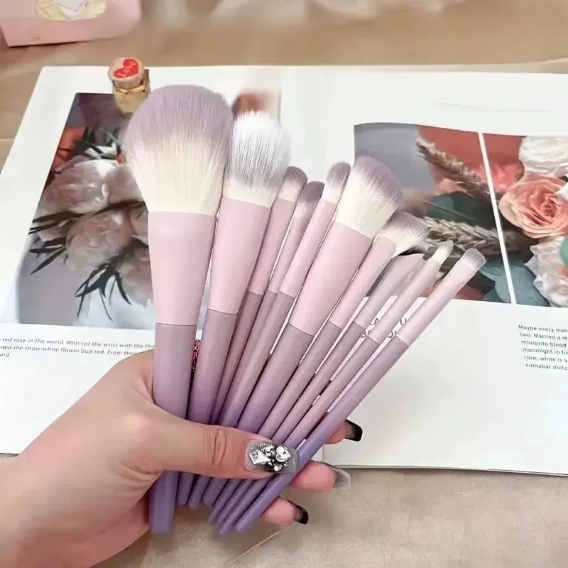14-Piece Silver Professional Makeup Brush Set | Includes 2 Plush Velvet Puffs + 2 Blending Sponges | Vegan Cruelty-Free Brush Co — image 11
