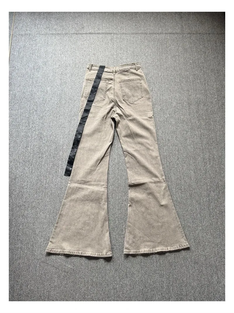 High Street RO Style Jeans Pants Men's Horn Wide Legs Look Skinny Stacked Dragging Wrinkled Cat Beard Wasteland Denim Pant — image 2