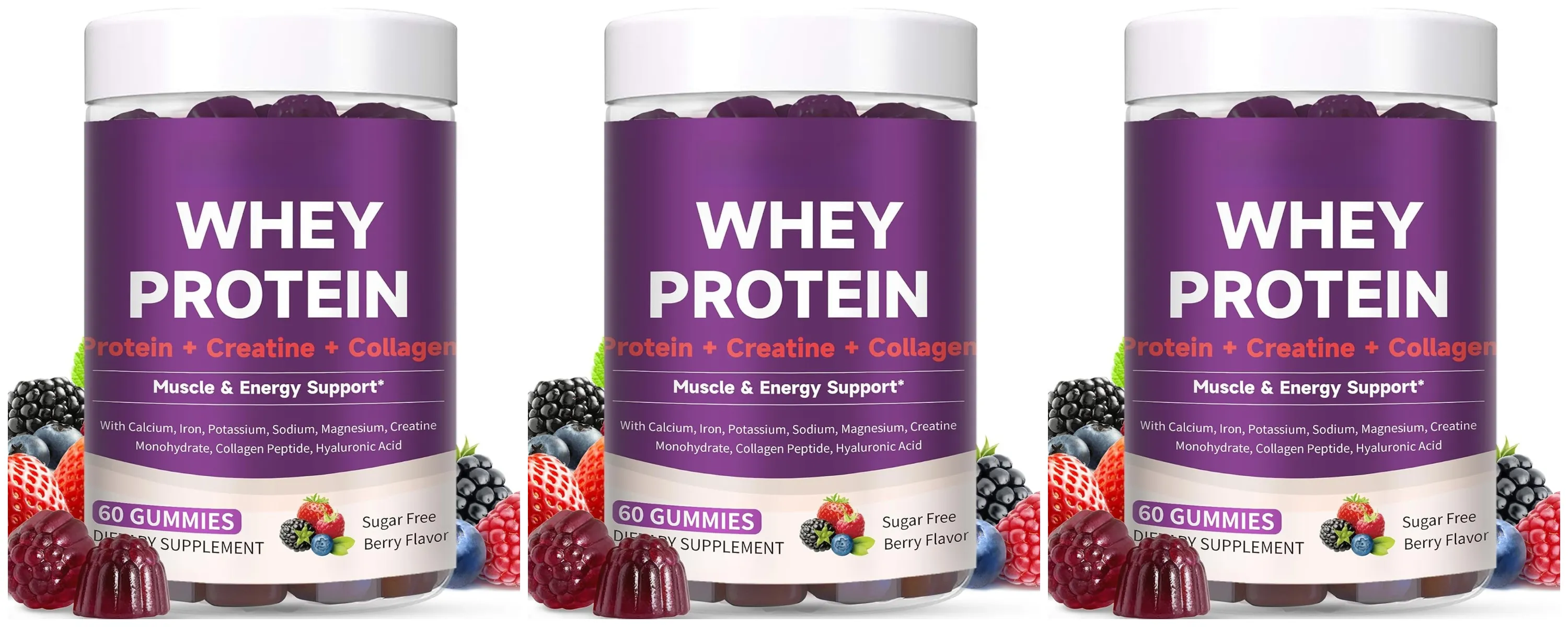 Protein Gummies with Whey Creatine Collagen 12g Protein Muscle Support Energy Nutrition Sugar Free Fitness Supplement 60 Gummies — image 9
