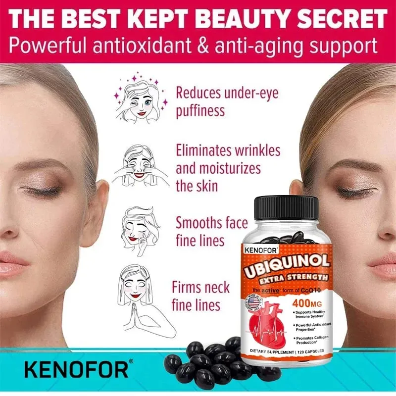 Ubiquinone CoQ10 400 mg - Támogatja a szív egészségét Energiát biztosít az ízületek egészségének támogatásához Szuper felszívódású vegetáriánus kapszulák — image 5