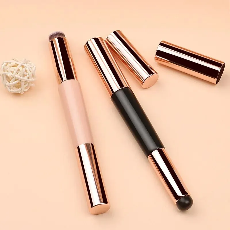 2-in-1 Dual-End Silicone Lip Brush Concealer Brush with Cap Portable Round Head Multi-Function Lipstick Makeup Brush Beauty Tool — image 5
