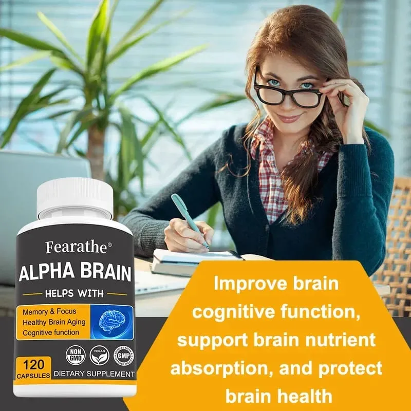 Alpha Brain Nootropics Integratore cerebrale per uomini e donne - Memoria, chiarezza mentale e cognizione con capsule Focus di vitamina B6 — image 3