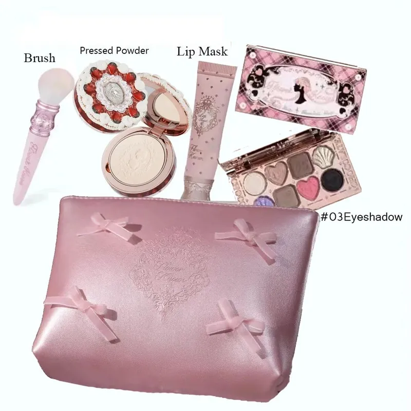 Flowerknows Makeup Set Gift Kit Shimmer Full Box Blush Long Lasting Velvet Lip Cream na may Bag Kit De Maquiagem — image 2