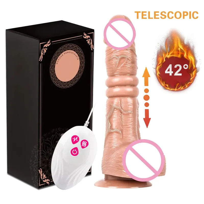 Teleskopické vibrační tahání realistické dildo ženská masturbace s přísavkou Vyhřívání penisu Dick pro ženy — image 9