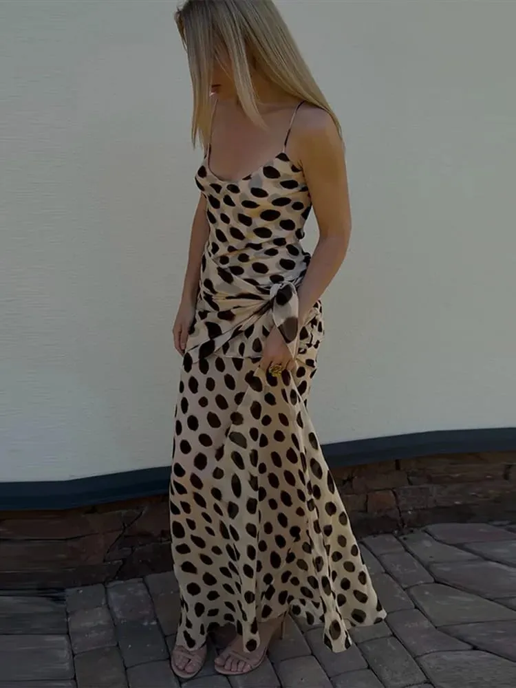 Vestido longo urbano com estampa animal, vestido feminino sexy com decote em v, cordão franzido, vestidos femininos para festa de verão 2026, robe de rua feminino — image 4
