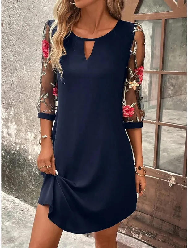 Lady Elegant Dress Fashion Print O Neck Three Quarter Pullover Dresses For Women Casual Office Skirts Womens Clothing Summer New — image 8