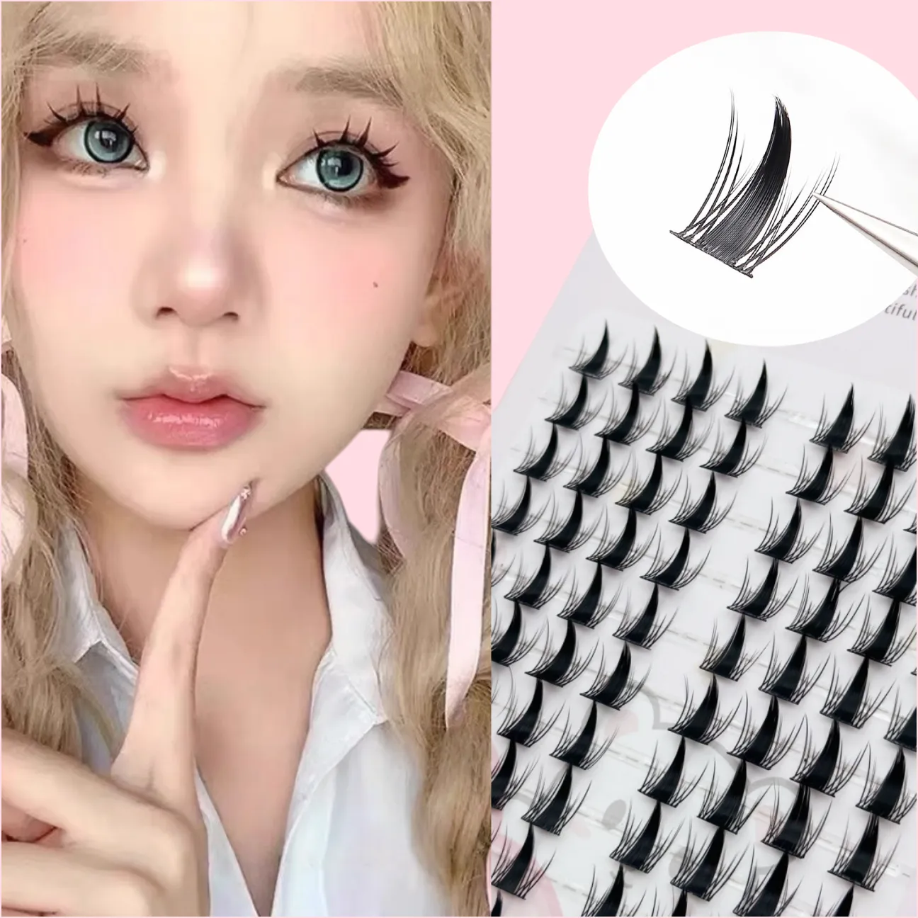Doll & Cat Eye Style Cluster Eyelash Extensions Reusable Beginner-Friendly Large Capacity Natural Look — image 3