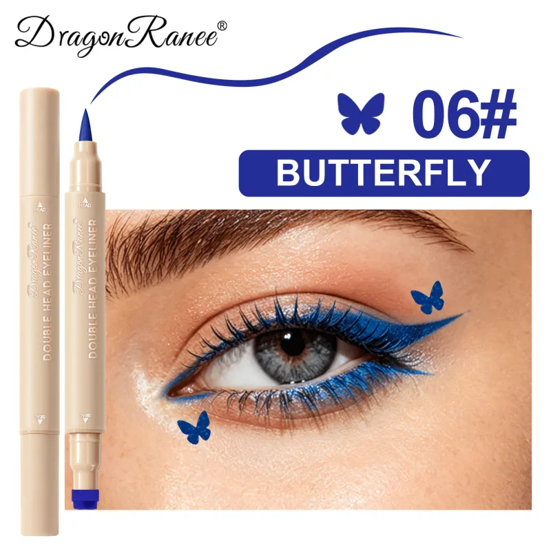 Double Head Eyeliner Stamp Waterproof Colorful Eyeliner With Heart/Star/Butterfly/Triangle Liquid Liner Seal Decorative Makeup