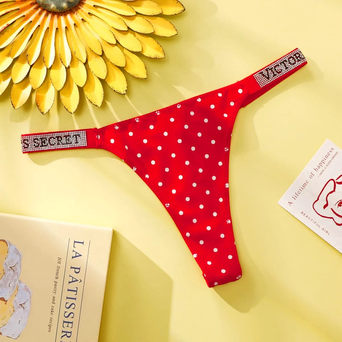 VS Underwear Thong Hipster Seamless Women Polka Dot Lace Bikini Cheeky Panties Set Victoria Secret Breathable Cotton Hipster — image 4