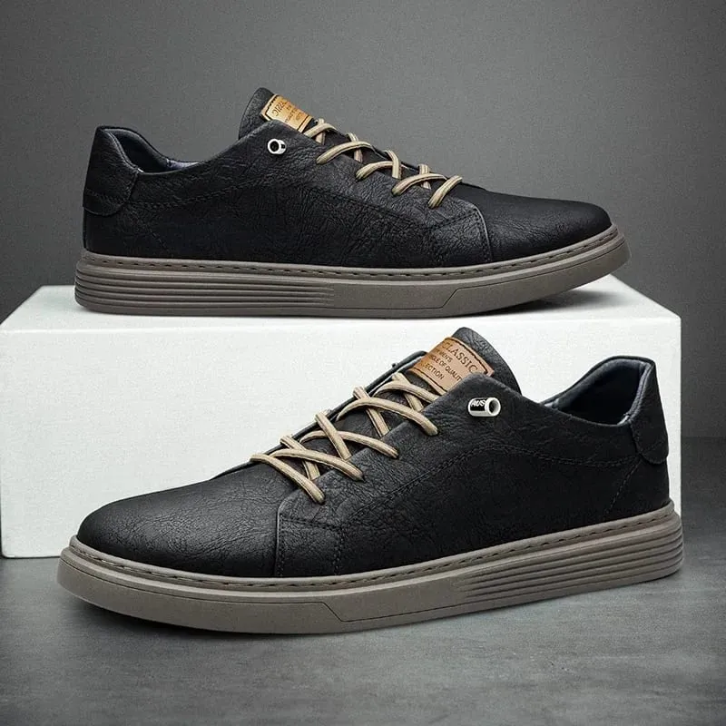 Brand Italian Genuine Leather Casual Shoes Men's Oxford Outdoor Black Jogging Shoes Men's Office Dress Shoes Big Size:36-47
