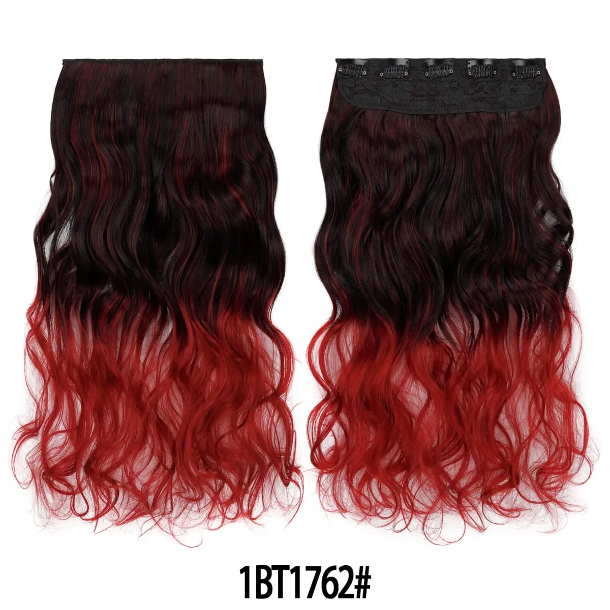 Jeedou uma peça 5 clipes ondulado ombre clipe em extensões de cabelo longo onda de água cabelo encaracolado sintético pedaço arco-íris colorido cabelo — image 13