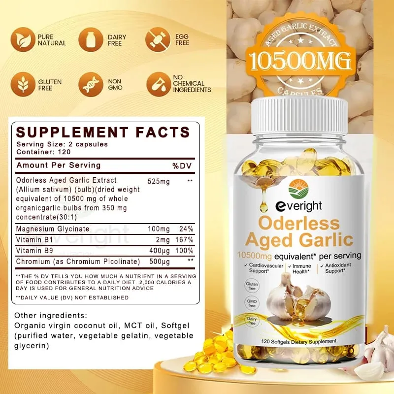 Oude knoflookextractcapsules geurloos met magnesiumchroom B1 en B9 Ondersteuning van het immuunsysteem Hart Cardiovasculair gezondheidssupplement — image 6