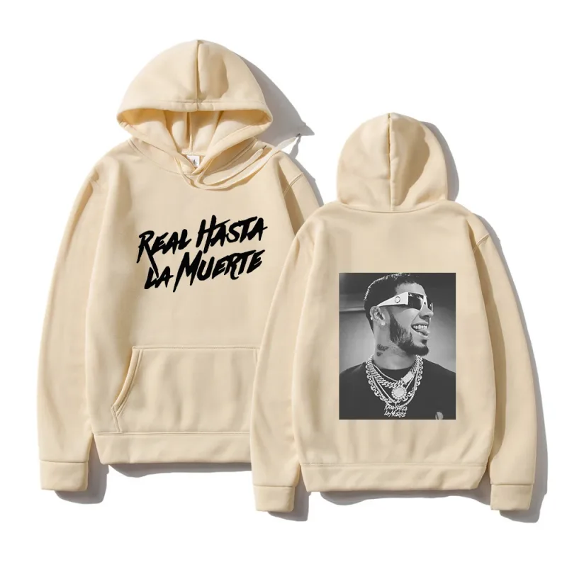 Anuel aa impresso hoodies moletom casaco real hasta la muerte casual agasalho traje das mulheres dos homens roupas anime pulôver com capuz — image 2