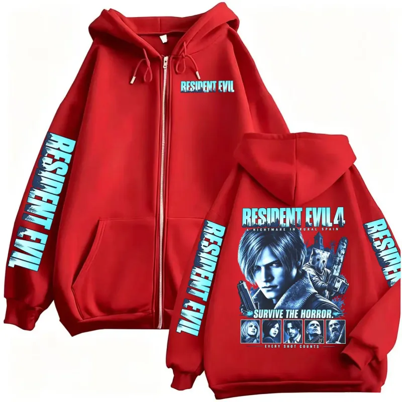 Resident Evil Requiem Zip Up Hoodies Leon Kennedy Horror Game Zipper Hoodie Panlalaking Babae Harajuku Classic Jacket Sweatshirt Coats — image 3