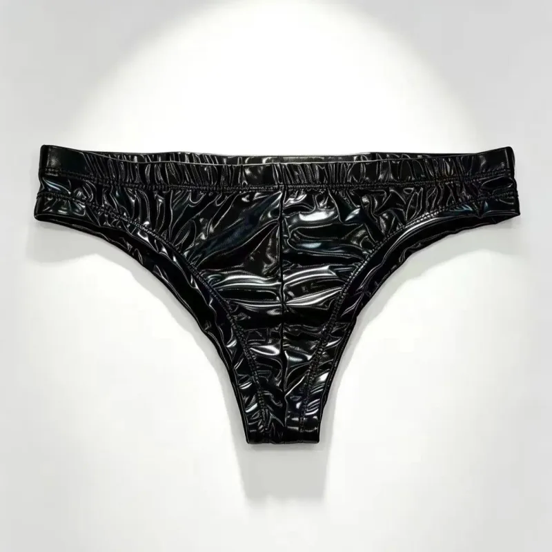 1Pc Men's PU Leather Triangle Underwear, sexy Triangle Underwear, Boxing Fitness, Suitable for Costume Parties, Sweet Gift