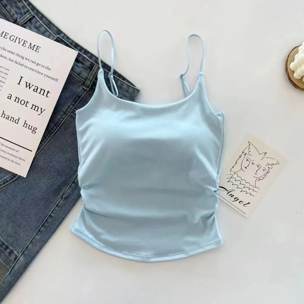 Simple Sleeveless Suspender Vest Slim With Padded Cups Camisole Underwear Short Vest Sports Activities — image 8