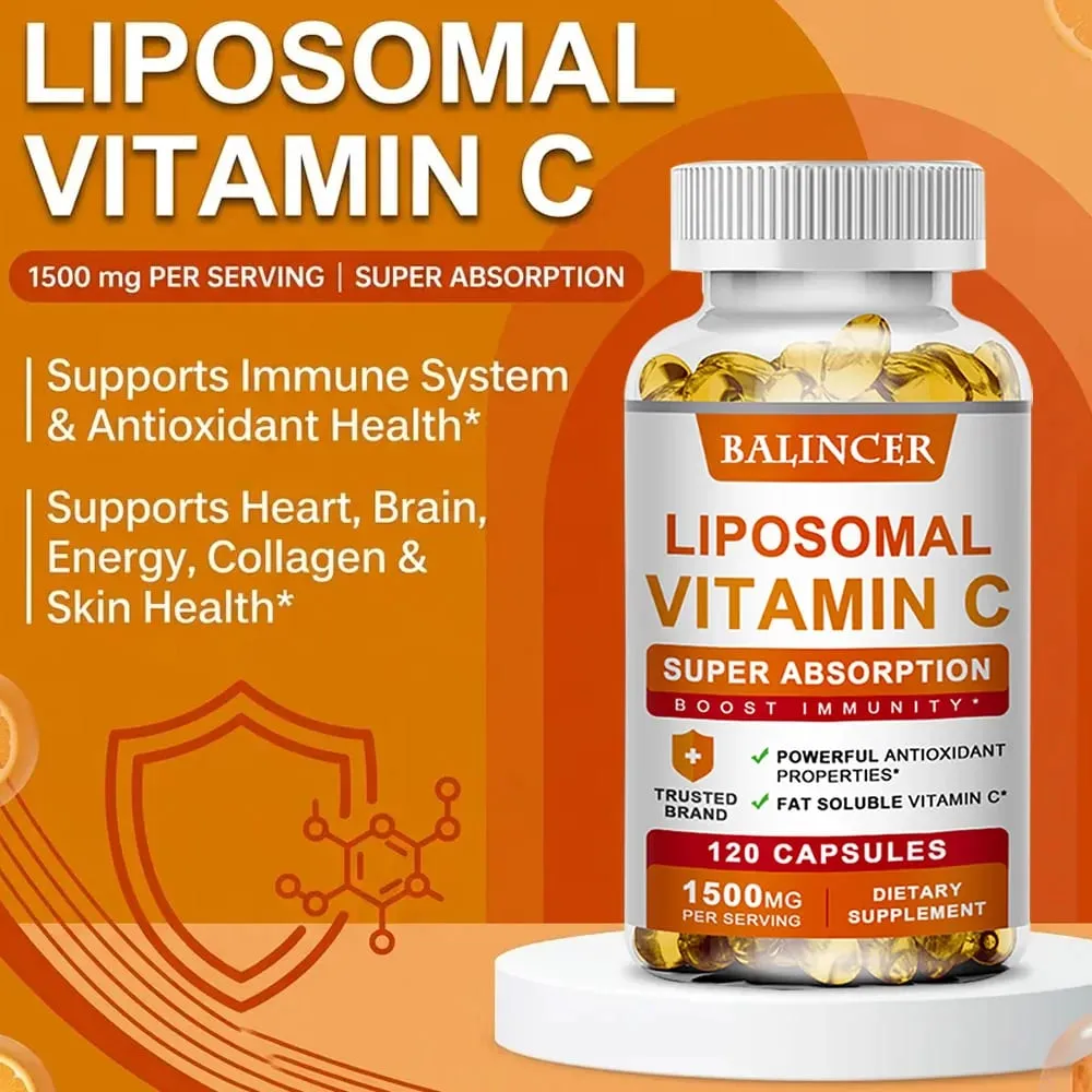 리포솜 비타민 C 1500mg 고흡수성 지용성 아스코르브산 면역 지원 콜라겐 부스터 및 항산화 보충제 — image 2