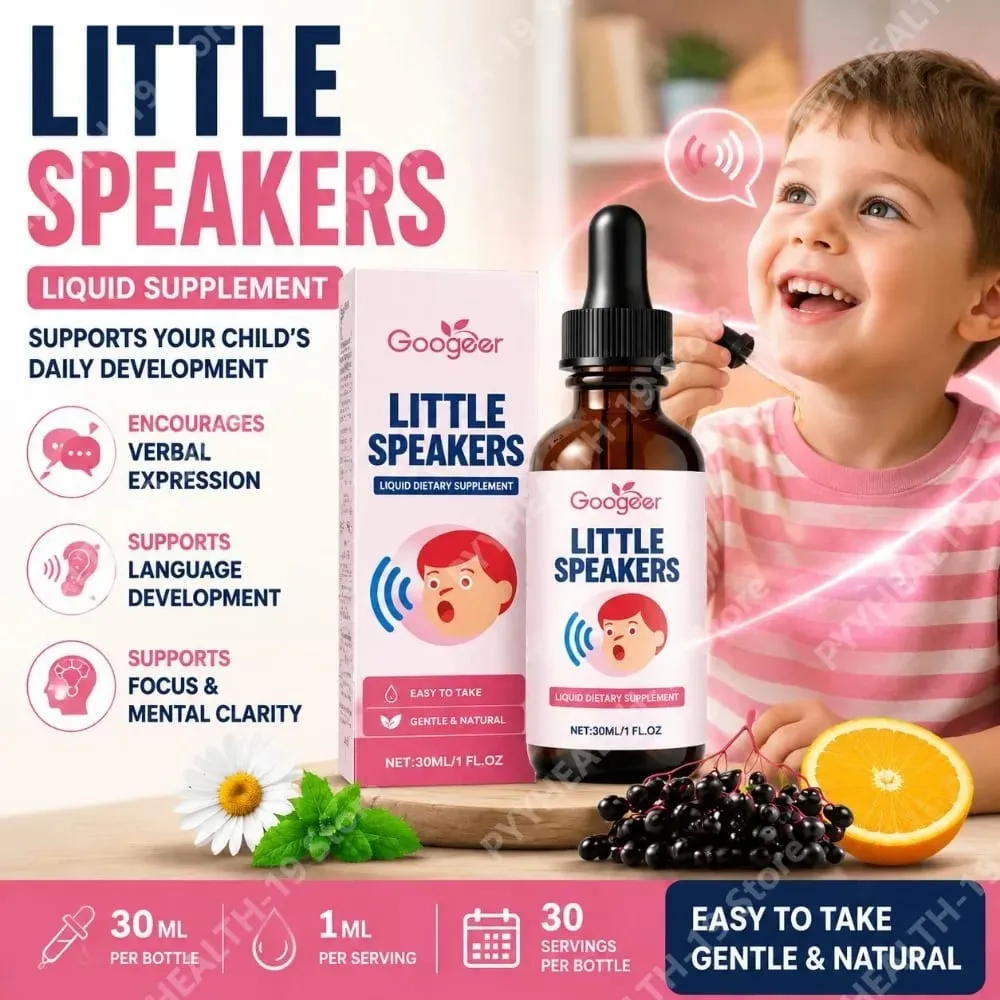Googeer Little Speakers folyékony kiegészítő B12 vitamin D3 Zeolit ​​a verbális kifejezéshez, nyelv és fókusz támogatása gyerekeknek 30 ml