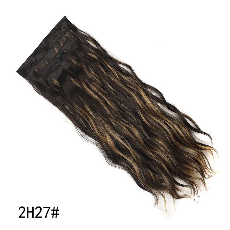 4PCS/Set Clip-in Hair Extensions 20inches Long Water Wavy Synthetic Hair Extensions Thick Hairpieces Fake Hair for Women Girls